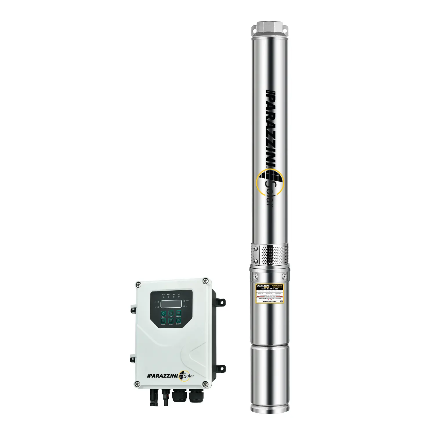 Bomba sumergible solar Parazzini alto caudal salida 0.80Hp – BS3PS-3.5-47-48-400
